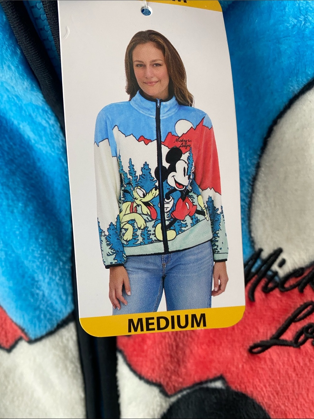 Disney Mickey Mouse Pluto Fleece Jacket Mickey's Lodge Full Zip Blue - Picture 2 of 5